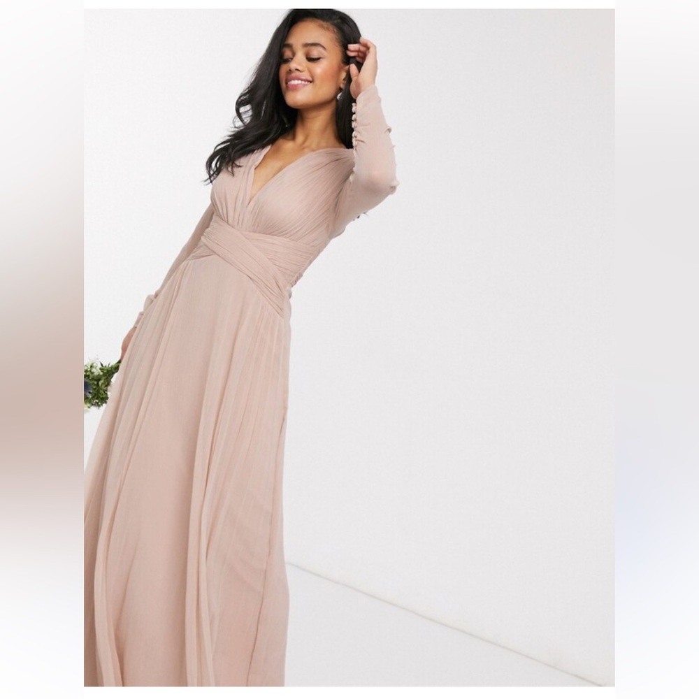 ASOS Bridesmaid ruched waist maxi dress with long sleeves - Picture 2 of 10